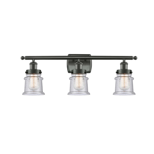 Innovations Canton 25.25in 3-Light Bath Vanity Light | Modern Transitional Oil Rubbed Bronze Steel and Seedy Glass Schoolhouse | Model 916-3W-OB-G184S