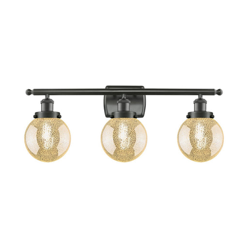Innovations Beacon 26in 3-Light Bath Vanity Light | Industrial Oil Rubbed Bronze Steel and Mercury Seeded Glass | Bathroom Vanity | Model 916-3W-OB-G208-6