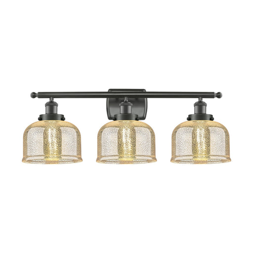 Innovations Bell 28in 3-Light Bath Vanity Light with LED | Industrial Oil Rubbed Bronze Steel and Silver Plated Mercury Glass | Model 916-3W-OB-G78-LED