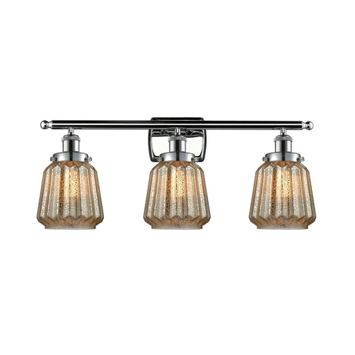 Innovations Chatham 27in 3-Light Bath Vanity Light | Modern Polished Chrome Steel and Mercury Ribbed Glass | Bathroom Vanity | Model 916-3W-PC-G146