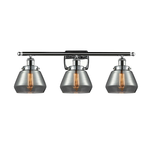 Innovations Fulton 27in 3-Light Bath Vanity Light | Modern Contemporary Polished Chrome and Light Smoke Glass | Bathroom Vanity | Model 916-3W-PC-G173