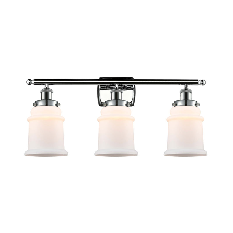 Innovations Canton 26in 3-Light Bath Vanity Light | Modern Contemporary Polished Chrome and Matte White Frosted Glass | Bathroom | Model 916-3W-PC-G181