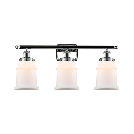 Innovations Canton 26in 3-Light Bath Vanity Light | Modern Contemporary Polished Chrome and Matte White Frosted Glass | Bathroom | Model 916-3W-PC-G181