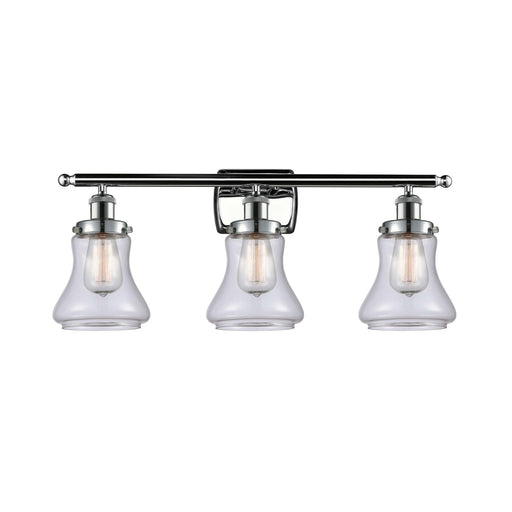 Innovations Bellmont 26in 3-Light Bath Vanity Light | Modern Contempo Polished Chrome and Clear Glass Schoolhouse Shade | Bathroom | Model 916-3W-PC-G192