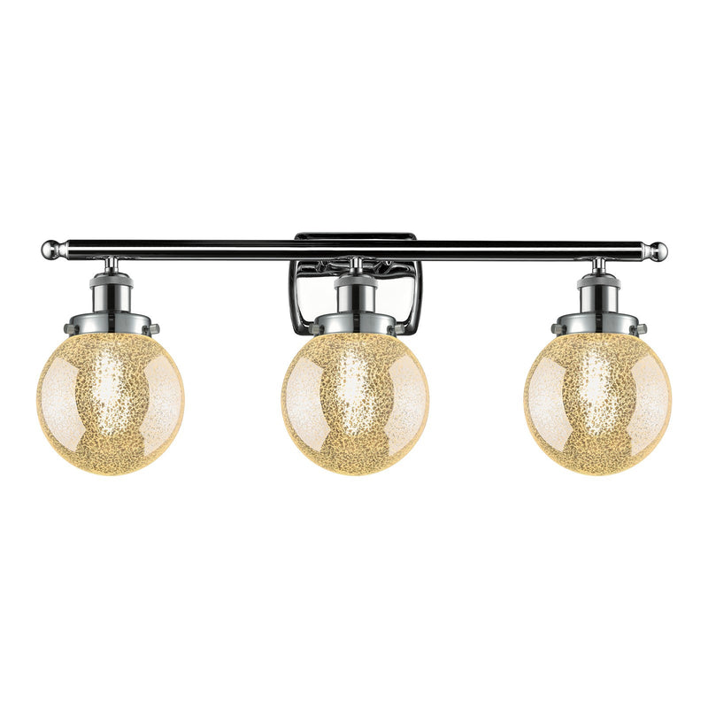 Innovations Beacon 26in 3-Light Bath Vanity Light | Modern Contempo Polished Chrome and Mercury Glass Globe Shade | Bathroom | Model 916-3W-PC-G208-6