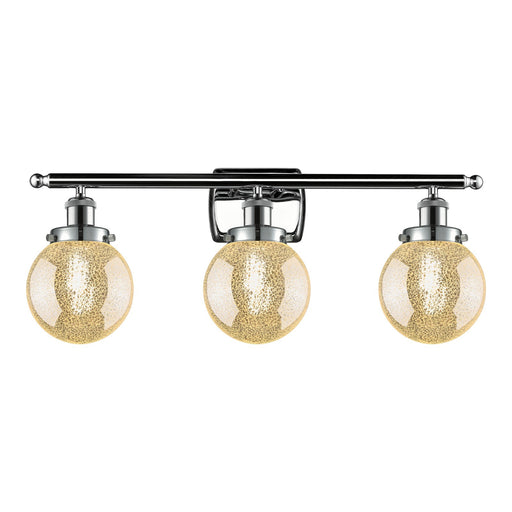 Innovations Beacon 26in 3-Light Bath Vanity Light | Modern Contempo Polished Chrome and Mercury Glass Globe Shade | Bathroom | Model 916-3W-PC-G208-6