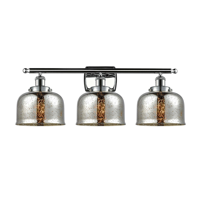 Innovations Bell 28in 3-Light Bath Vanity Light | Industrial Polished Chrome and Silver Plated Mercury Glass | Bathroom Vanity & | Model 916-3W-PC-G78-LED
