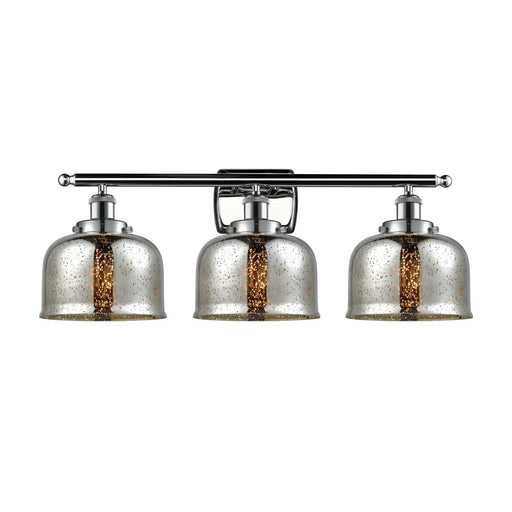 Innovations Bell 28in 3-Light Bath Vanity Light | Industrial Polished Chrome and Silver Plated Mercury Glass | Bathroom Vanity & | Model 916-3W-PC-G78-LED