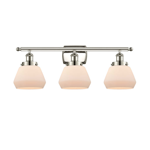 Innovations Fulton 27in 3-Light Bath Vanity Light | Modern Contemporary Polished Nickel and Matte White Frosted Glass | Bathroom | Model 916-3W-PN-G171