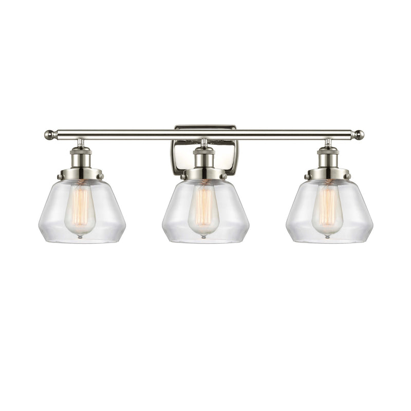 Innovations Fulton 27in 3-Light Bath Vanity Light | Modern Contemporary Polished Nickel and Clear Glass | Bathroom Vanity | Model 916-3W-PN-G172