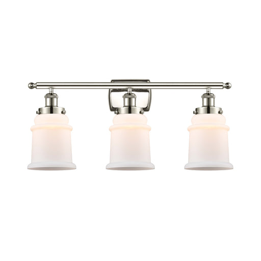 Innovations Canton 26in 3-Light Bath Vanity Light | Modern Transitional Polished Nickel Steel and Matte White Glass | Bathroom | Model 916-3W-PN-G181