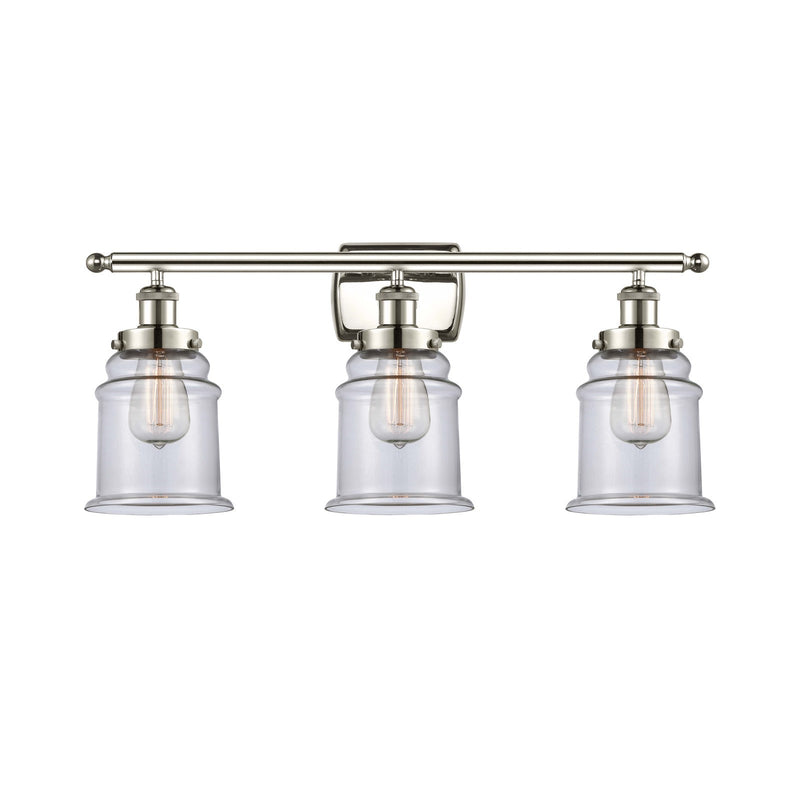Innovations Canton 26in 3-Light Bath Vanity Light | Modern Transitional Polished Nickel Steel and Clear Glass | Bathroom Vanity & | Model 916-3W-PN-G182