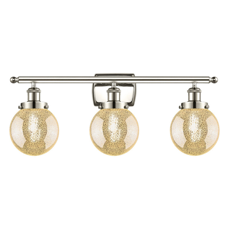 Innovations Beacon 26in 3-Light Bath Vanity Light | Modern Transitional Polished Nickel and Mercury Seeded Glass | Bathroom | Model 916-3W-PN-G208-6