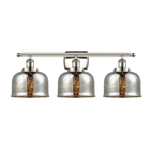 Innovations Bell 28in 3-Light Bath Vanity Light | Industrial Polished Nickel and Silver Plated Mercury Glass | Bathroom Vanity | Model 916-3W-PN-G78-LED