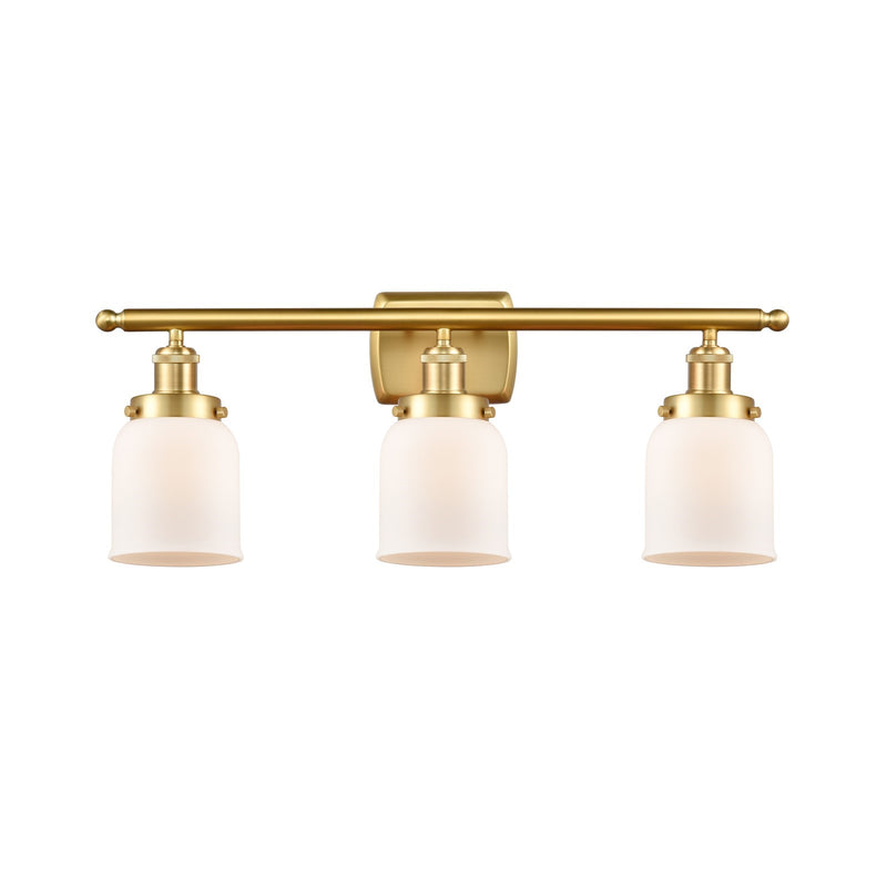 Innovations Bell 26in 3-Light Bath Vanity Light | Industrial Satin Gold Steel and Matte White Frosted Glass | Bathroom Vanity | Model 916-3W-SG-G51