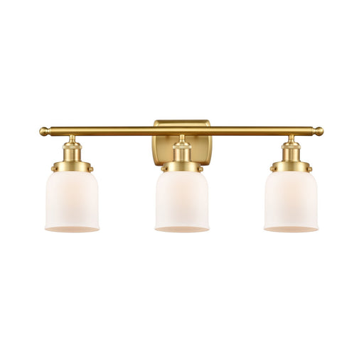 Innovations Bell 26in 3-Light Bath Vanity Light | Industrial Satin Gold Steel and Matte White Frosted Glass | Bathroom Vanity | Model 916-3W-SG-G51