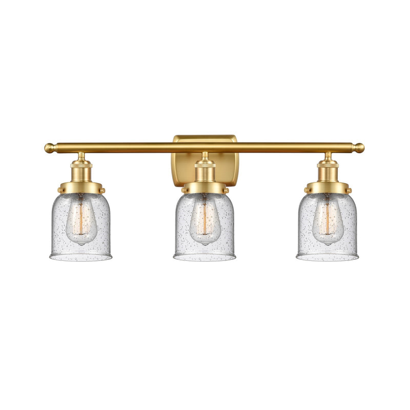 Innovations Bell 26in 3-Light Bath Vanity | Industrial Satin Gold Steel and Seedy Glass | Bathroom & Powder Room | 26 x 12 x 6.5 in | Model 916-3W-SG-G54