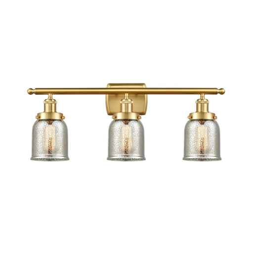 Innovations Bell 26in 3-Light Bath Vanity | Industrial Satin Gold Steel and Silver Plated Mercury Glass | Bathroom & Powder Room | Model 916-3W-SG-G58