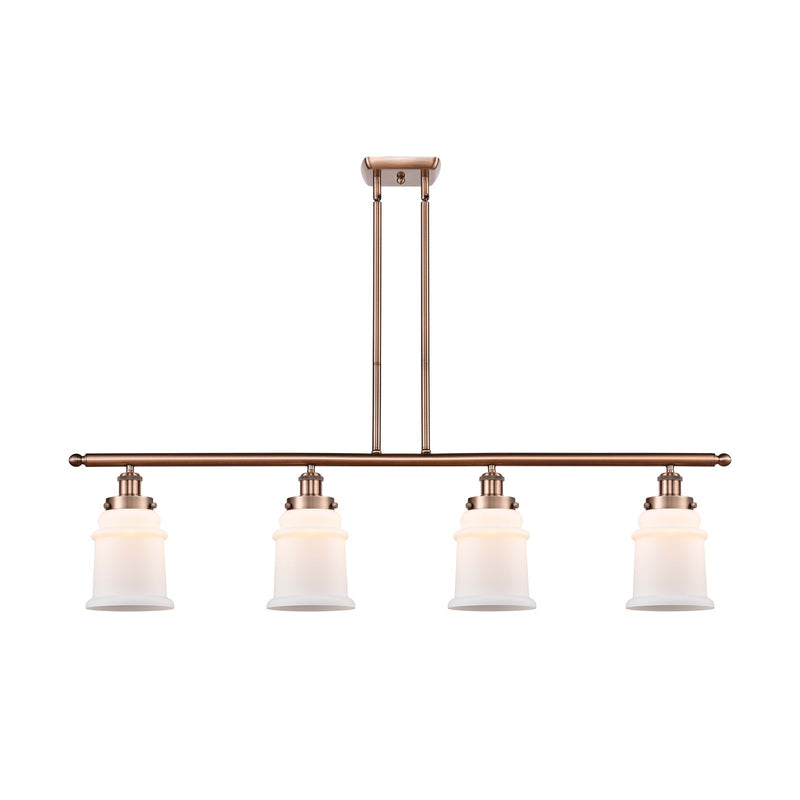 Innovations Canton 48in 4-Light Island Light | Modern Contempo Antique Copper and Matte White Frosted Glass | Kitchen Island & | Model 916-4I-AC-G181