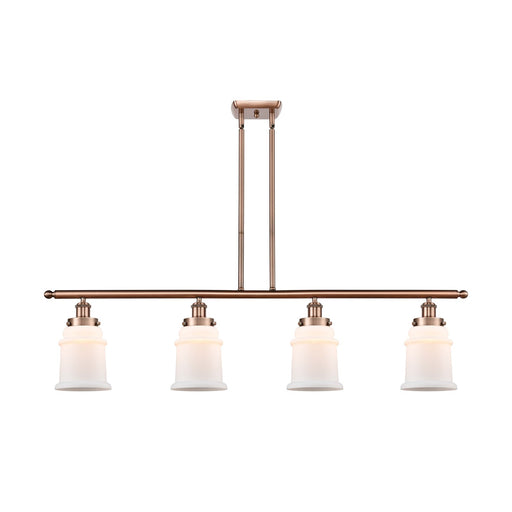 Innovations Canton 48in 4-Light Island Light | Modern Contempo Antique Copper and Matte White Frosted Glass | Kitchen Island & | Model 916-4I-AC-G181