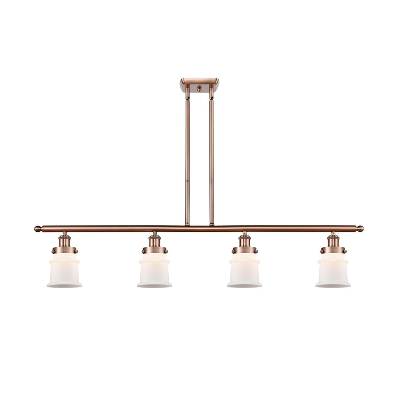 Innovations Canton 48in 4-Light Island Light | Modern Contempo Antique Copper and Matte White Frosted Glass | Kitchen Island & | Model 916-4I-AC-G181S