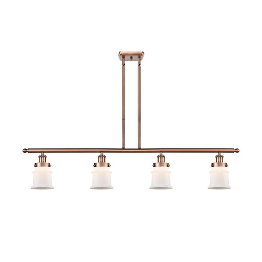 Innovations Canton 48in 4-Light Island Light | Modern Contempo Antique Copper and Matte White Frosted Glass | Kitchen Island & | Model 916-4I-AC-G181S