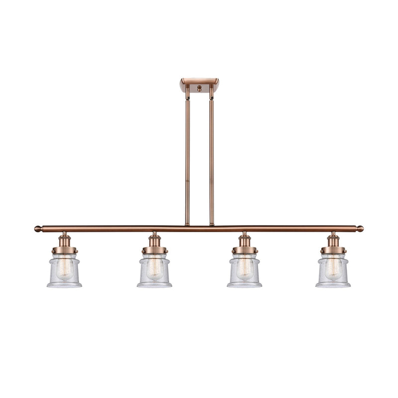 Innovations Canton 48in 4-Light Island Light | Modern Contempo Antique Copper Steel and Seedy Glass | Kitchen Island & Dining Room | Model 916-4I-AC-G184S
