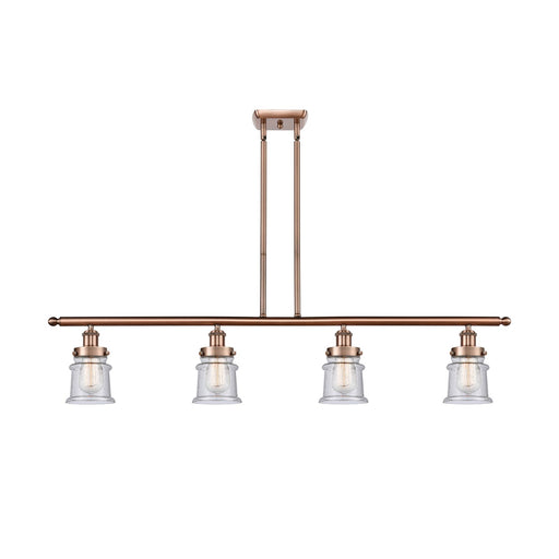 Innovations Canton 48in 4-Light Island Light | Modern Contempo Antique Copper Steel and Seedy Glass | Kitchen Island & Dining Room | Model 916-4I-AC-G184S