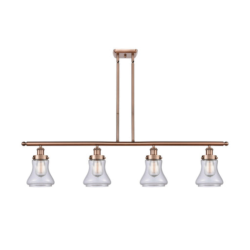 Innovations Bellmont 48in 4-Light Island Light | Modern Transitional Antique Copper Steel and Clear Glass | Kitchen Island & Dining | Model 916-4I-AC-G192
