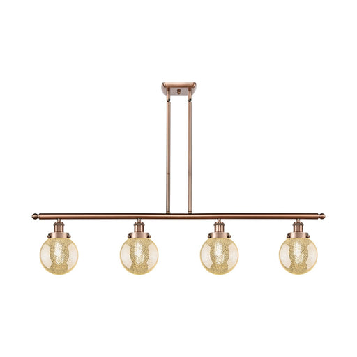 Innovations Beacon 48in 4-Light Island Light | Modern Transitional Antique Copper Steel and Mercury Seeded Glass | Kitchen Island | Model 916-4I-AC-G208-6