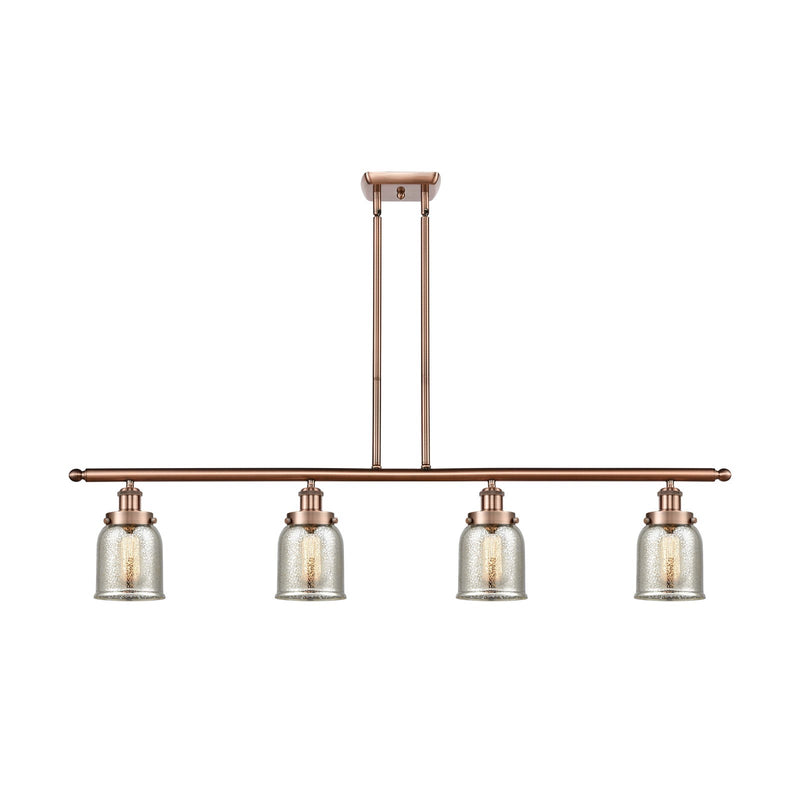 Innovations Bell 48in 4-Light Island Light | Industrial Antique Copper Steel and Silver Plated Mercury Glass | Kitchen Island & | Model 916-4I-AC-G58