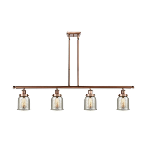 Innovations Bell 48in 4-Light Island Light | Industrial Antique Copper Steel and Silver Plated Mercury Glass | Kitchen Island & | Model 916-4I-AC-G58