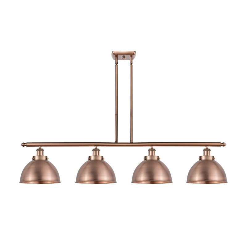 Innovations Derby 48in 4-Light Island Light | Industrial Farmhouse Antique Copper Steel and Cast Brass with Antique Copper | Model 916-4I-AC-MFD-10-AC