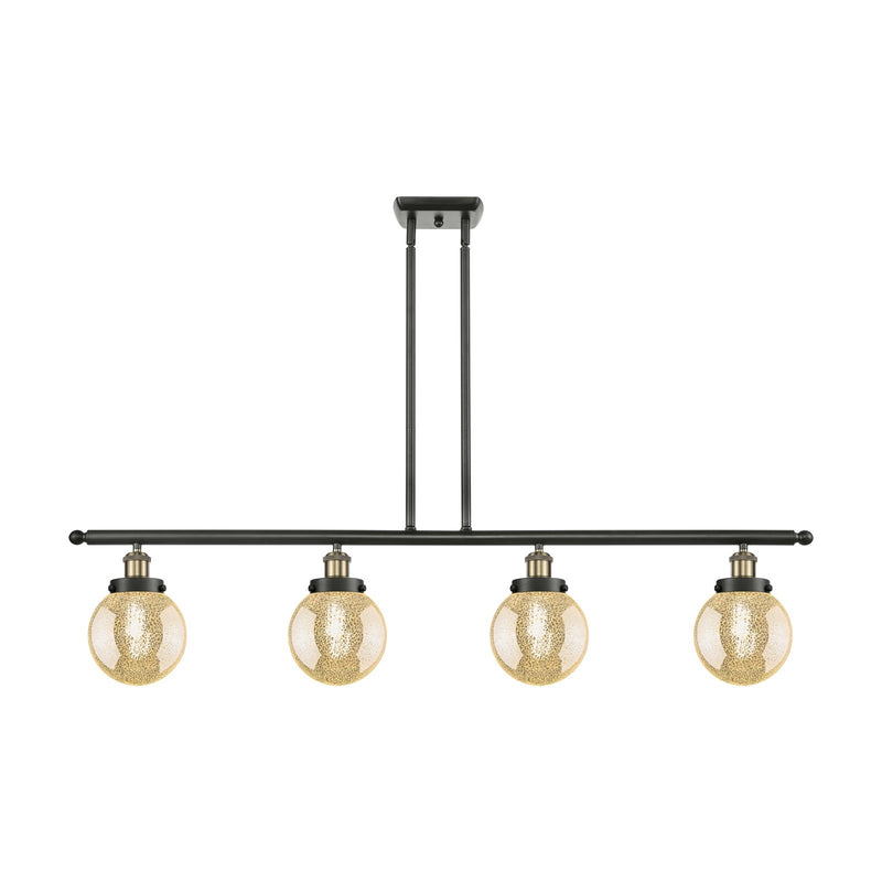 Innovations Beacon 48in 4-Light Island Light | Modern Transitional Black Antique Brass Steel and Cast Brass with Mercury Seeded | Model 916-4I-BAB-G208-6