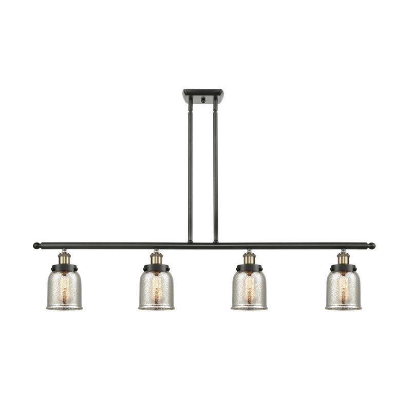 Innovations Bell 48in 4-Light Island Light | Industrial Black Antique Brass and Silver Plated Mercury Glass | Kitchen Island & | Model 916-4I-BAB-G58