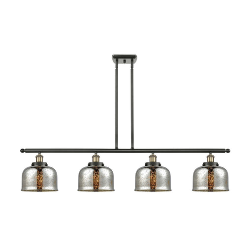 Innovations Bell 48in 4-Light Island Light | Industrial Black Antique Brass and Silver Plated Mercury Glass | Kitchen Island & | Model 916-4I-BAB-G78-LED