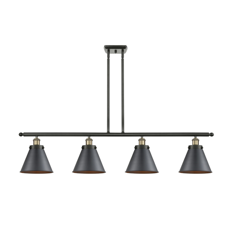 Innovations Appalachian 48in 4-Light Island Light | Industrial Black Antique Brass and Matte Black Metal | Kitchen Island & | Model 916-4I-BAB-M13-BK