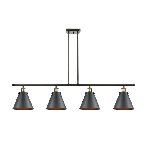 Innovations Appalachian 48in 4-Light Island Light | Industrial Black Antique Brass and Matte Black Metal | Kitchen Island & | Model 916-4I-BAB-M13-BK