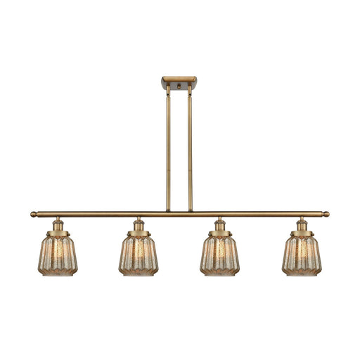 Innovations Chatham 48in 4-Light Island Light | Brushed Brass Steel and Mercury Ribbed Glass | Kitchen Island & Dining Room | Model 916-4I-BB-G146