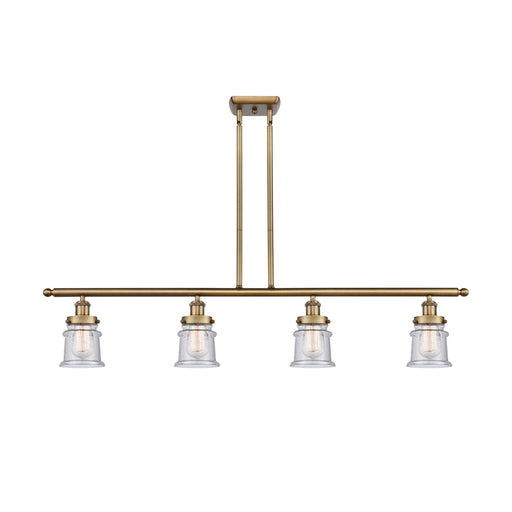 Innovations Canton 48in 4-Light Island Light | Modern Transitional Brushed Brass Steel and Seedy Glass | Kitchen Island & Dining | Model 916-4I-BB-G184S
