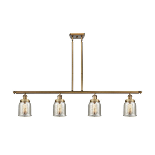 Innovations Bell 48in 4-Light Island Light | Industrial Brushed Brass and Silver Plated Mercury Glass | Kitchen Island & Dining Room | Model 916-4I-BB-G58