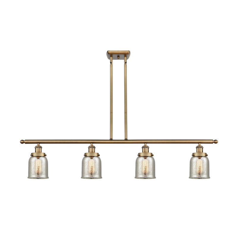 Innovations Bell 48in 4-Light Island Light | Industrial Brushed Brass and Silver Plated Mercury Glass | Kitchen Island & Dining | Model 916-4I-BB-G58-LED