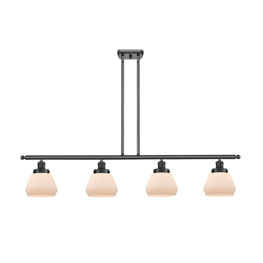 Innovations Fulton 48in 4-Light Island Light | Modern Contempo Matte Black Steel and Frosted White Glass | Kitchen Island & Dining | Model 916-4I-BK-G171