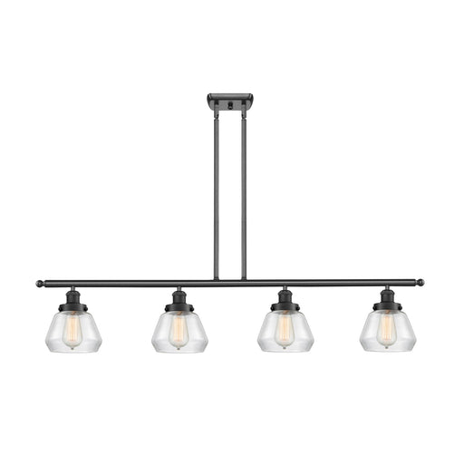 Innovations Fulton 48in 4-Light Island Light | Modern Contempo Matte Black Steel and Clear Glass | Kitchen Island & Dining Room | Model 916-4I-BK-G172