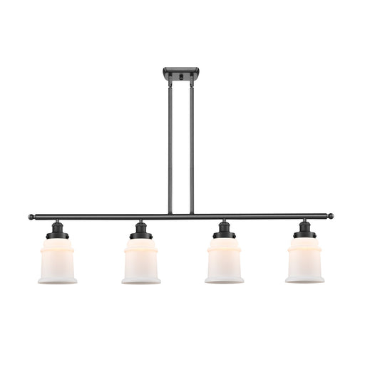 Innovations Canton 48in 4-Light Island Light | Modern Contempo Matte Black Steel and Matte White Frosted Glass | Kitchen Island & | Model 916-4I-BK-G181
