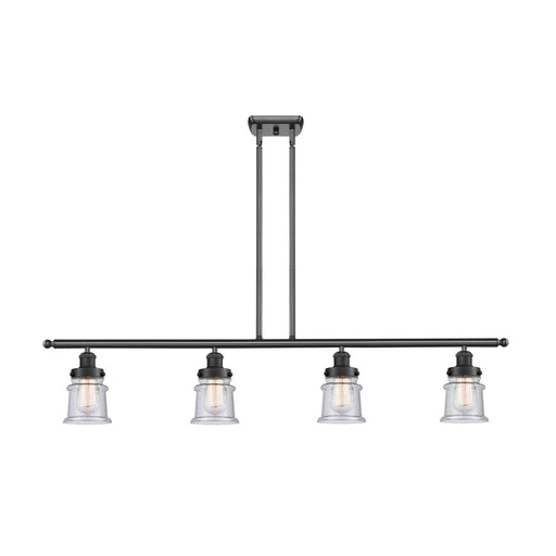 Innovations Canton 48in 4-Light Island Light | Modern Contempo Matte Black Steel and Seedy Glass | Kitchen Island & Dining Room | Model 916-4I-BK-G184S