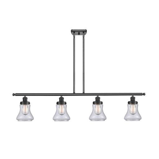 Innovations Bellmont 48in 4-Light Island Light | Modern Contempo Matte Black Steel and Clear Glass | Kitchen Island & Dining Room | Model 916-4I-BK-G192