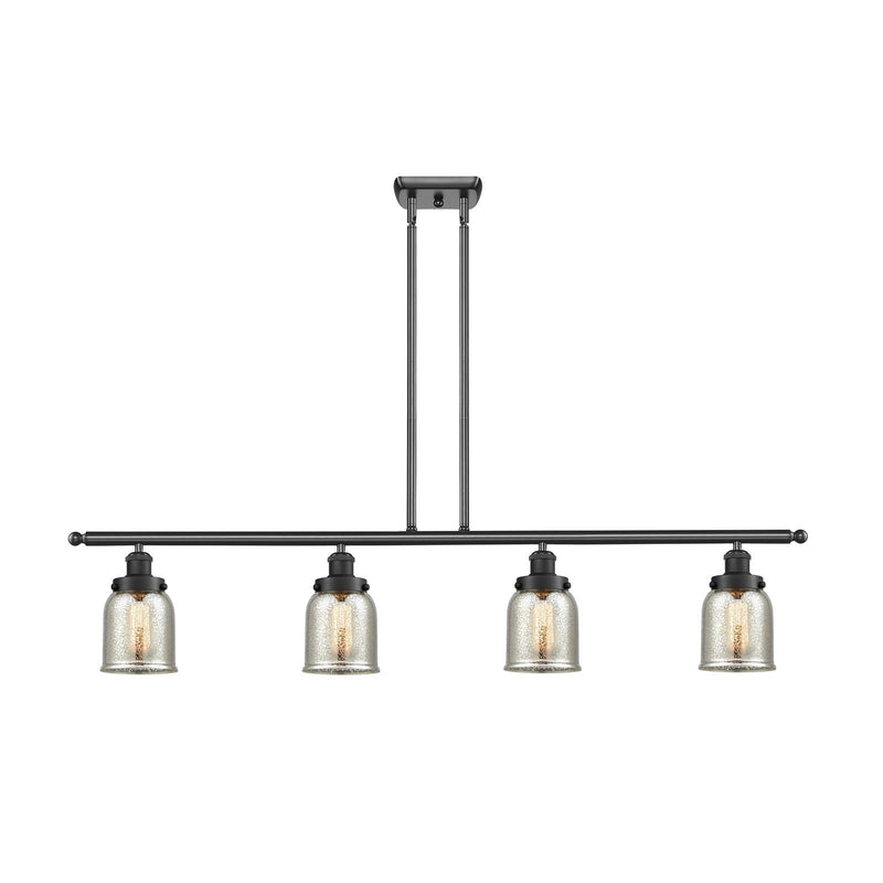 Innovations Bell 48in 4-Light Island Light | Industrial Matte Black Steel and Silver Plated Mercury Glass | Kitchen Island & Dining | Model 916-4I-BK-G58