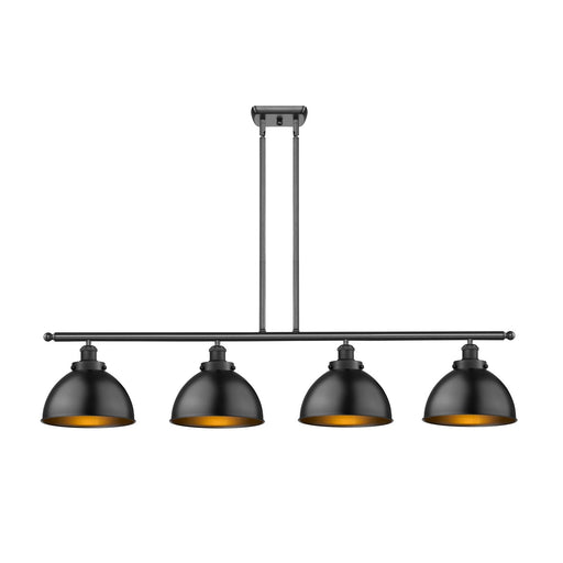 Innovations Derby 48.125in 4-Light Island Light | Industrial Farmhouse Matte Black Steel and Metal Dome Shades | Kitchen | Model 916-4I-BK-MFD-10-BK