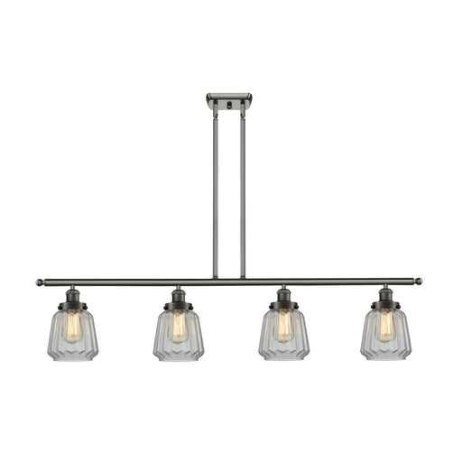 Innovations Chatham 48in 4-Light Island Light | Transitional Oil Rubbed Bronze Steel and Clear Ribbed Glass Shade | Kitchen Island | Model 916-4I-OB-G142